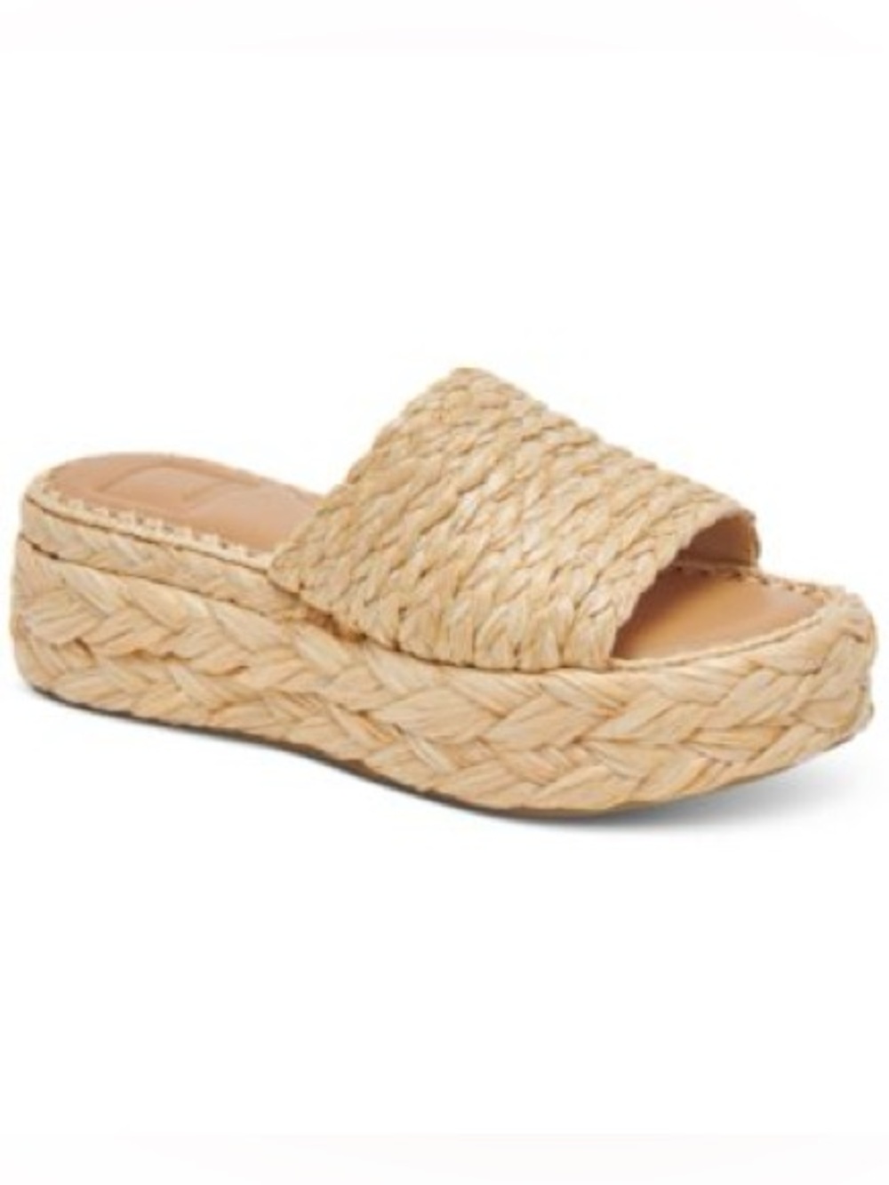 Dolce Vita Natural Woven Platform Slide Sandals